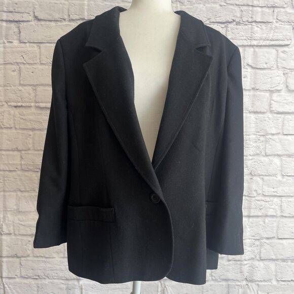 Pendleton Woolen Mills Vintage 100% Virgin Wool Women’s Lined Black Blazer 22W - Picture 1 of 9